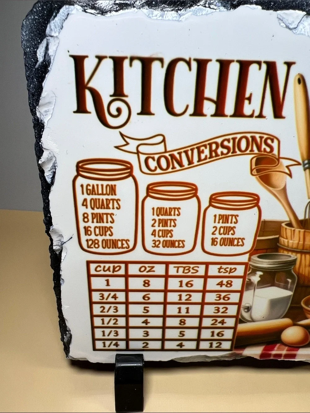 Hand Crafted Kitchen Conversions Slate Plaque - White, Brown, Cream